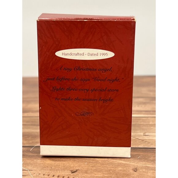 1995 HALLMARK ORNAMENT QX5979 THREE WISHES ANGEL SITTING ON A CLOUD W STARS - Picture 3 of 11